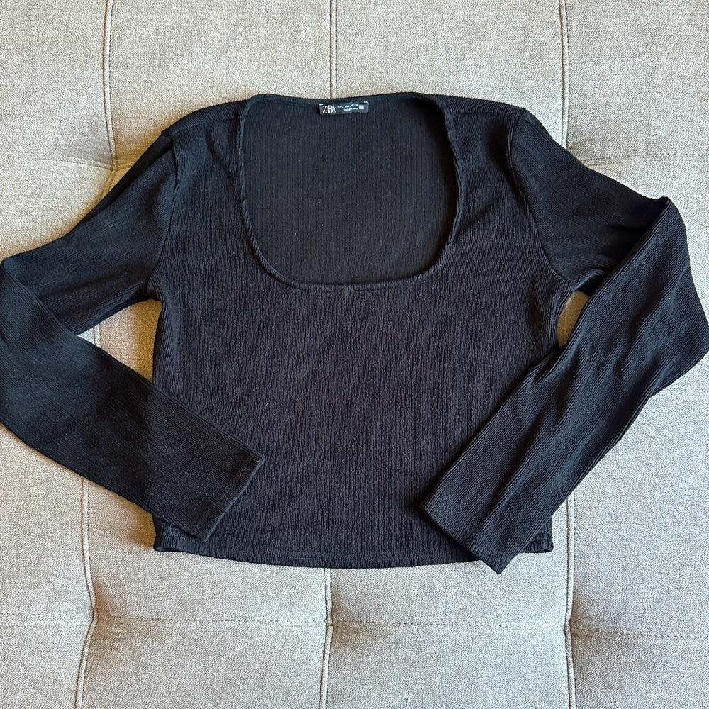 Zara Black Knit Crop Top
